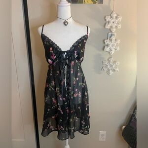 private luxuries black and pink floral slip